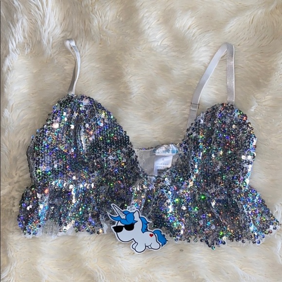 iHeartRaves Tops - iHeartRaves Sequin Flutter Bra Rave Top